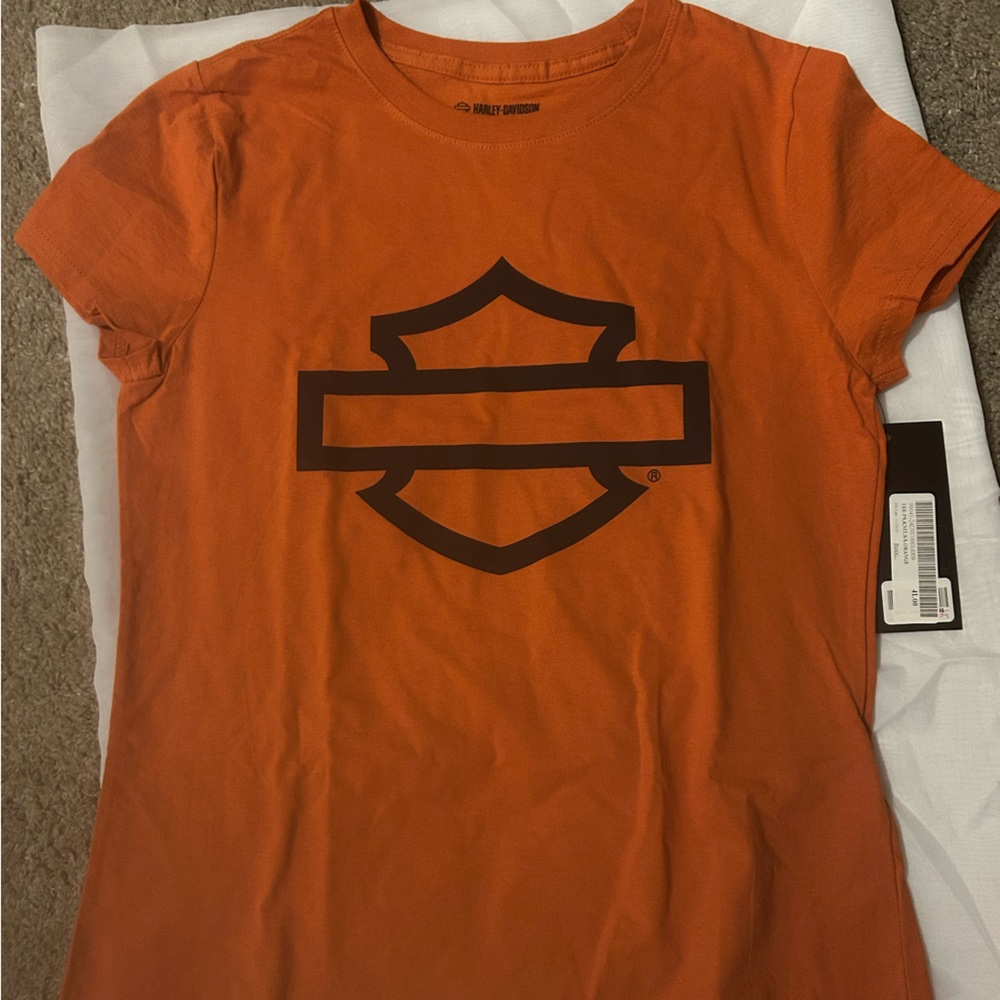 Harley-Davidson Orange Tee with Black Bar & Shield Logo